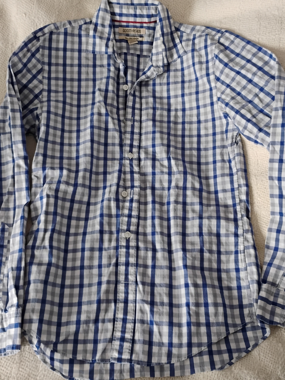 Goodthreads Blue & White Plaid Cotton Button-Down Shirt